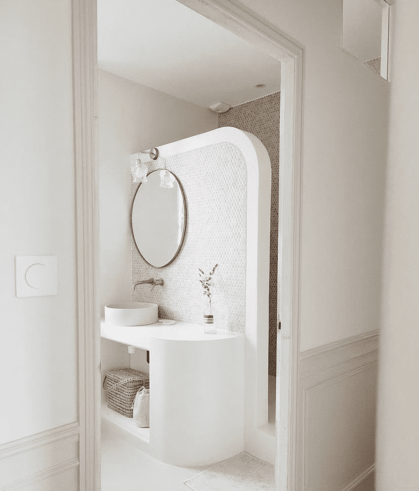 salle bain rose romantique