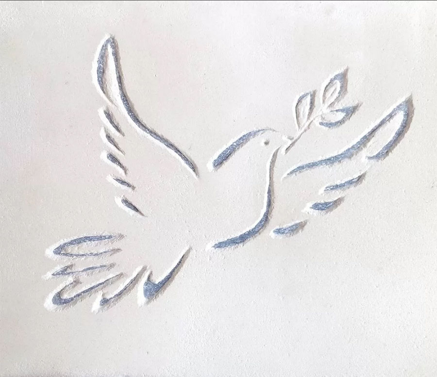 enduit chaux sgraffito patine colombe