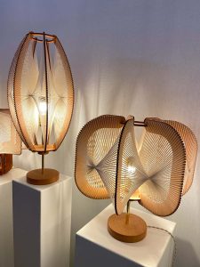 lampes de table organique en bois et corde