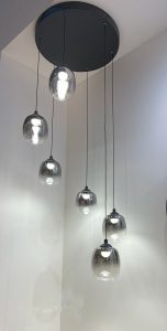 grappe de suspensions en verre soufflé fumé gris