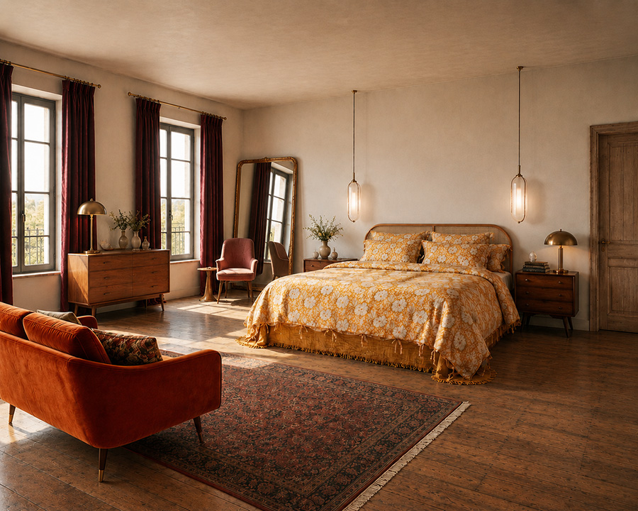Aménagement d'une chambre dans une maison de ville en Provence