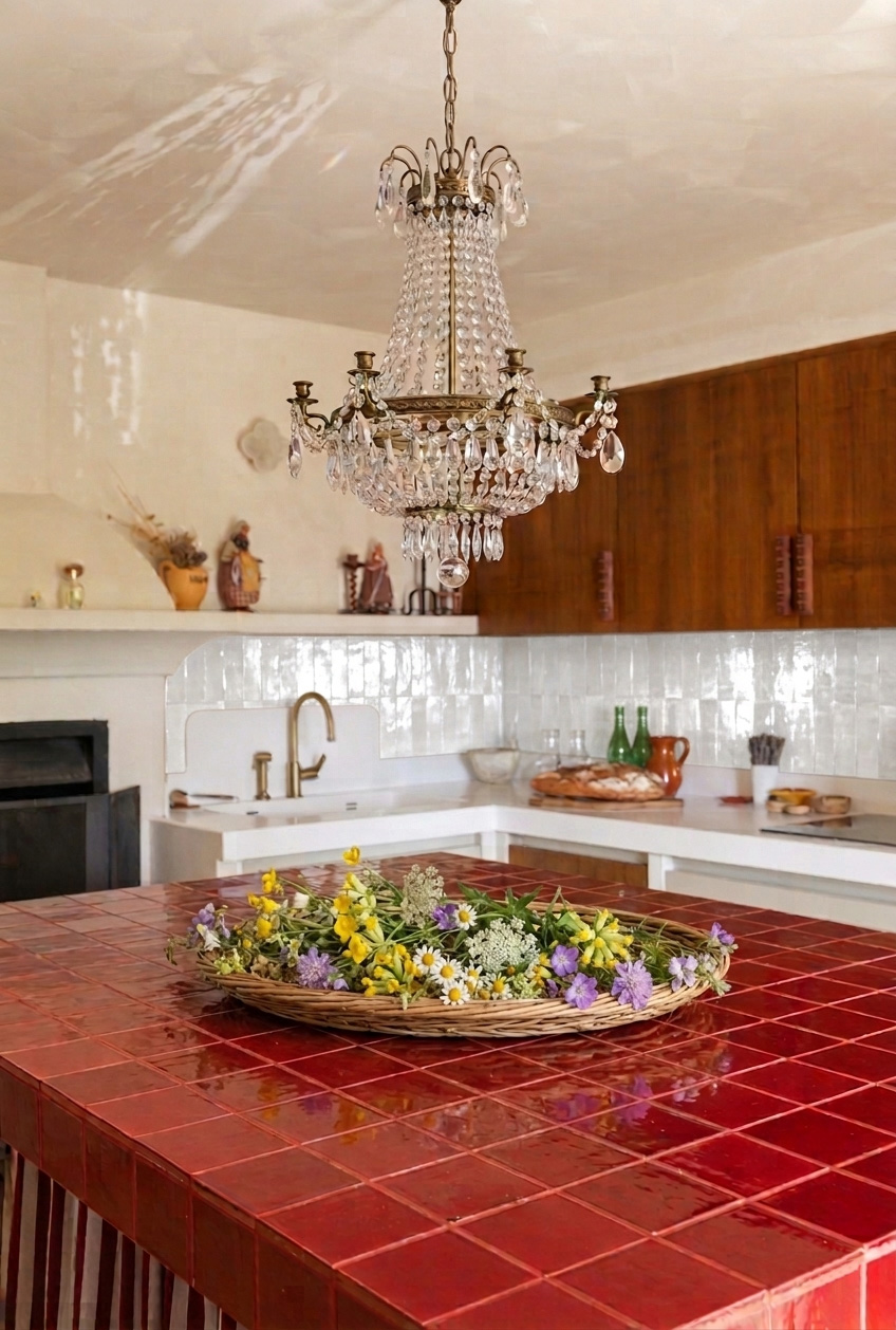 Rénovation d'une cuisine ancienne avec carreaux de céramique dans le Luberon