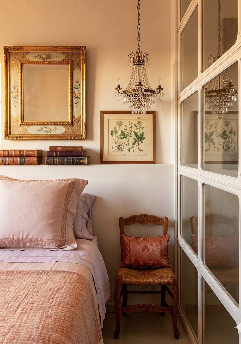 Décoration d'une chambre ancienne à Bonnieux dans le Luberon
