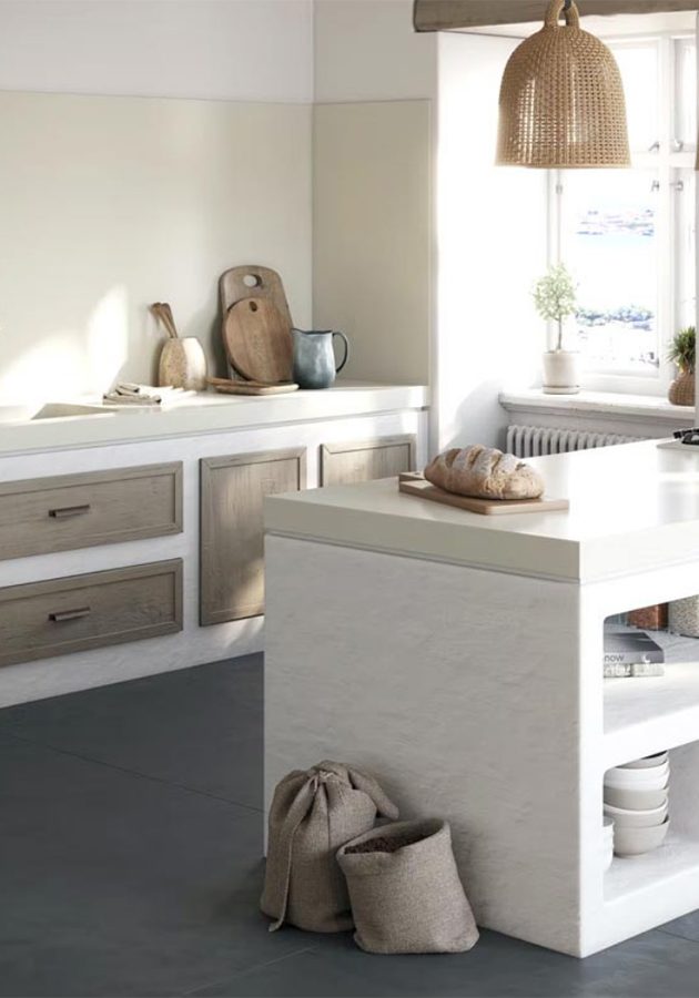 Décoration d'une cuisine avec plan en quartzite en Provence