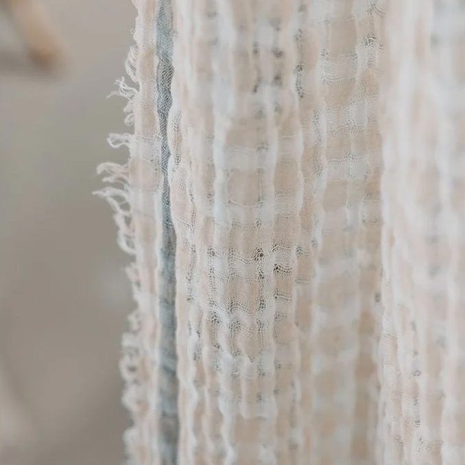panneau gaze de coton blanc et rose carreaux