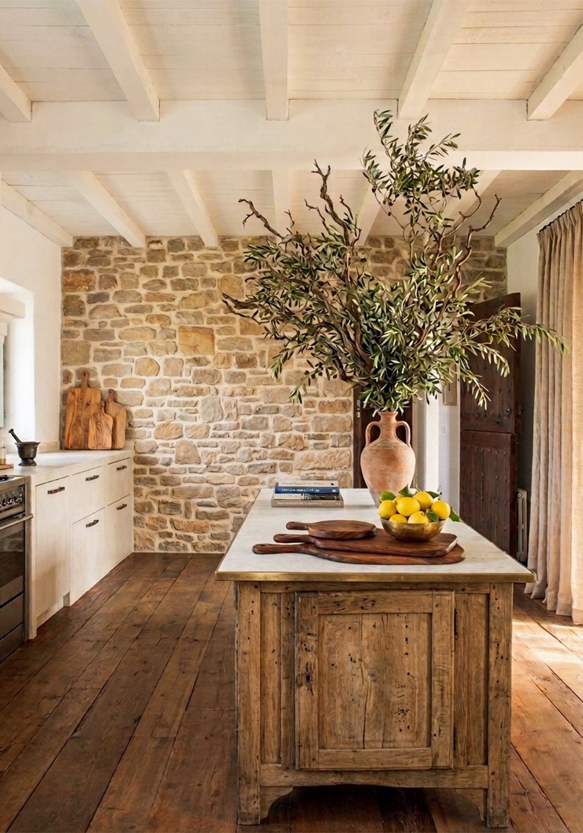 Rénovation d'une cuisine ancienne en pierre à Bonnieux dans le Luberon
