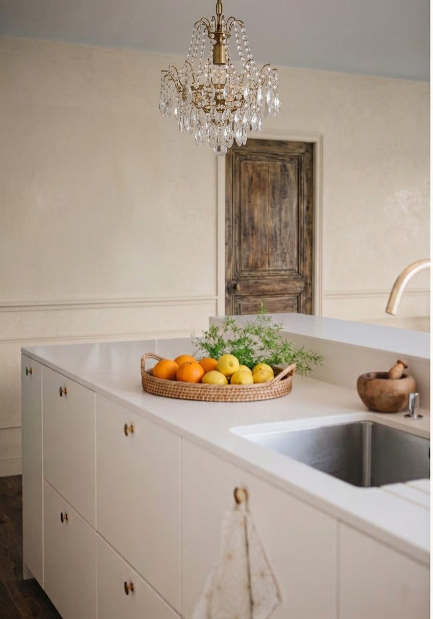 Rénovation de cuisine avec plan en quartz blanc à Aix en Provence