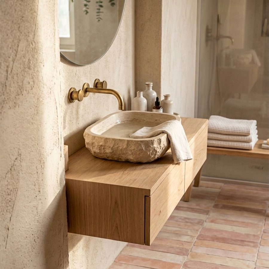 Rénovation d'une salle de bain à la chaux à Roussillon