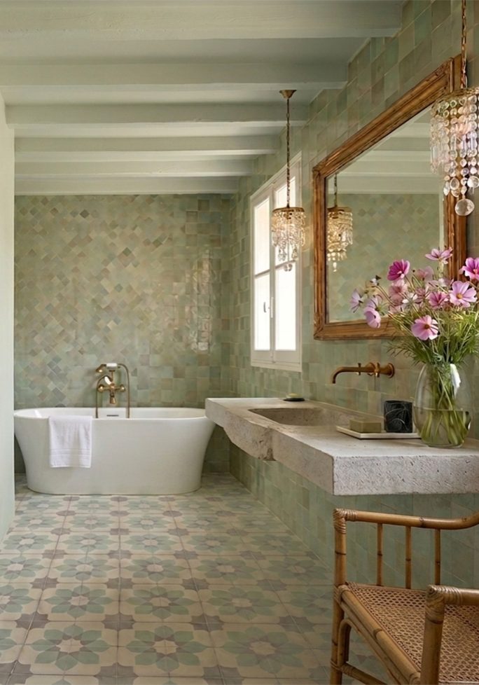 Rénovation d'une salle de bain en zellige en Provence